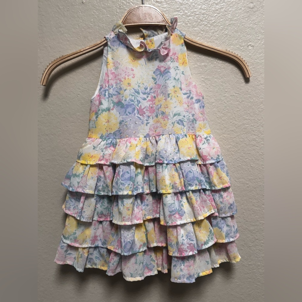 Janie and Jack Pastel Floral Tiered Dress